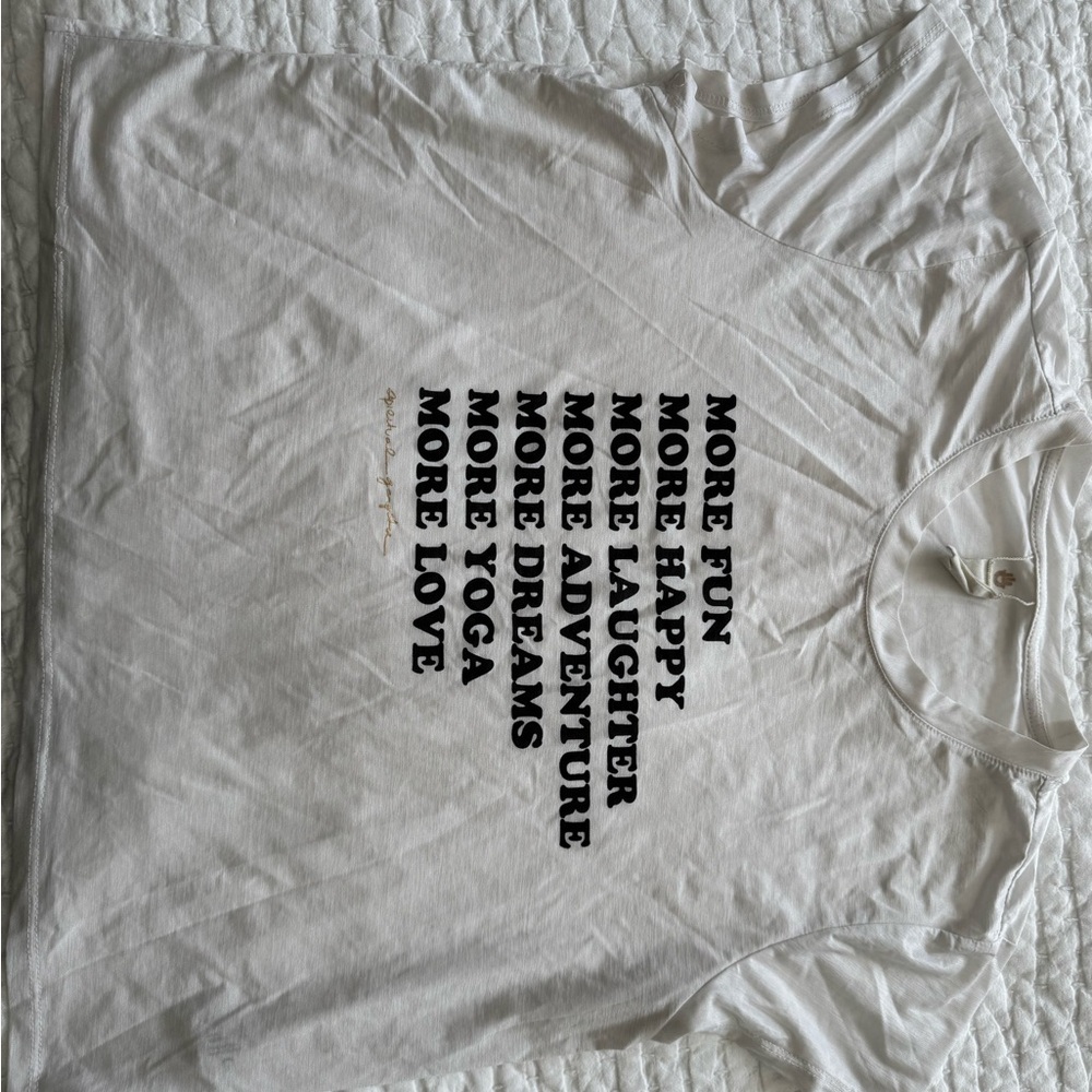 White Short Sleeve Tee with Bold Graphic Design